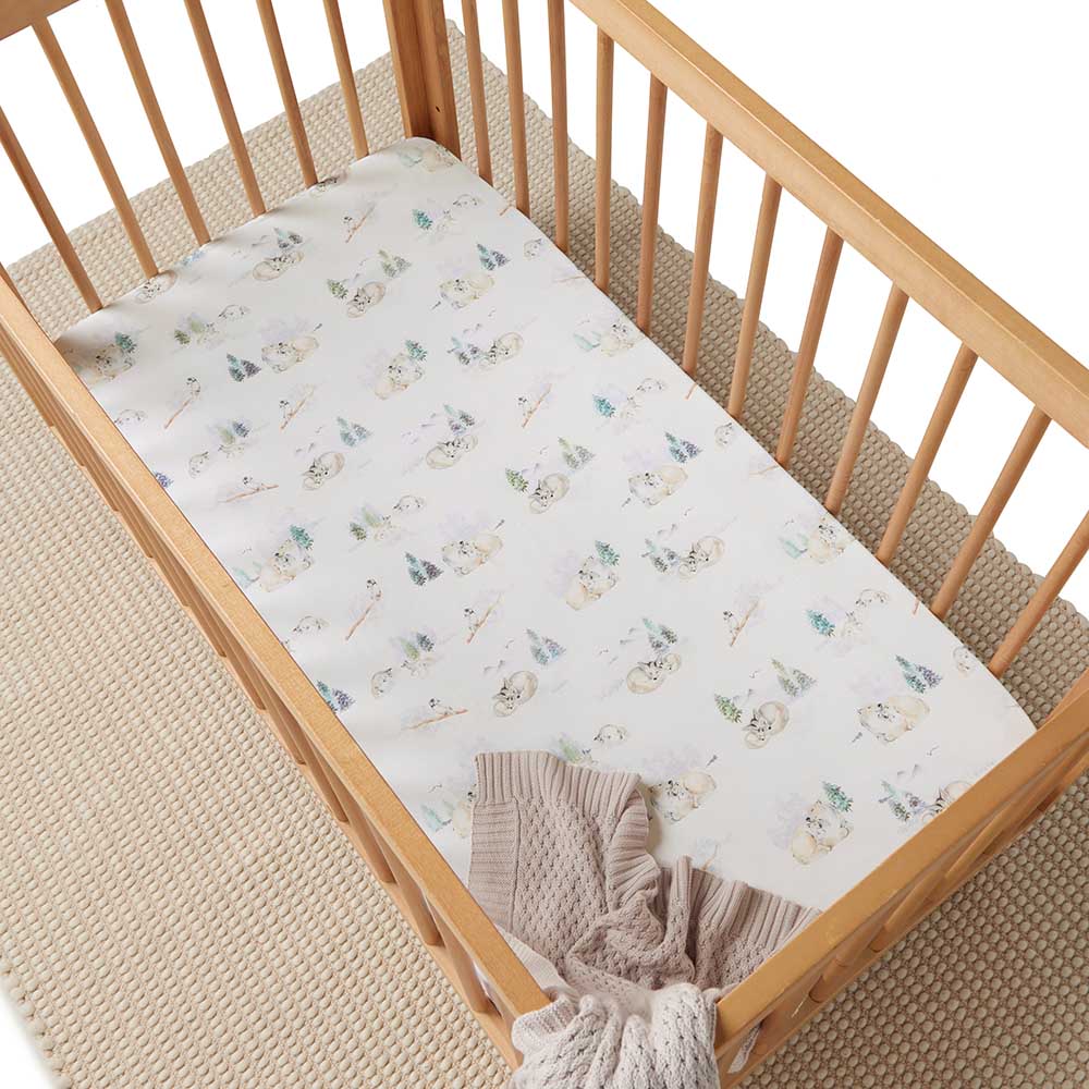 Snuggle Hunny Kids Linen Sheets Arctic Organic Fitted Cot Sheet