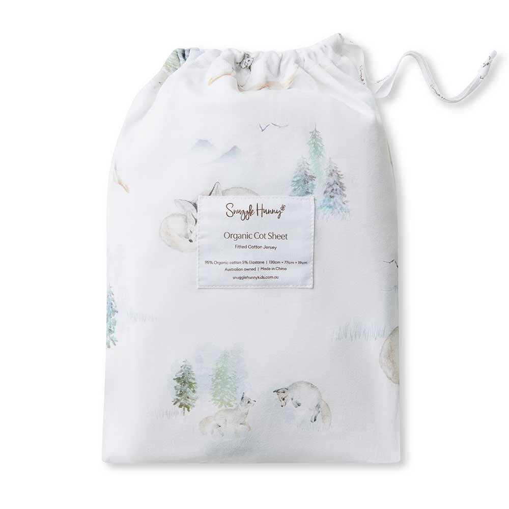 Snuggle Hunny Kids Linen Sheets Arctic Organic Fitted Cot Sheet