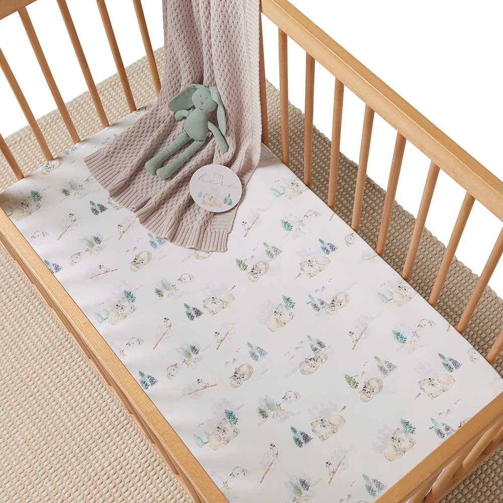 Snuggle Hunny Kids Linen Sheets Arctic Organic Fitted Cot Sheet