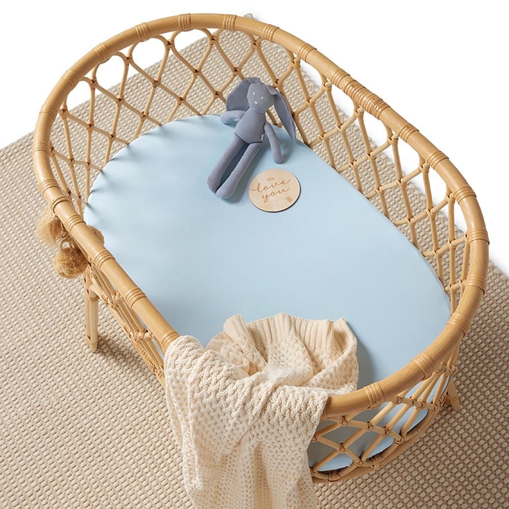 Snuggle Hunny Kids Linen Sheets Baby Blue Organic Bassinet Sheet / Change Pad Cover