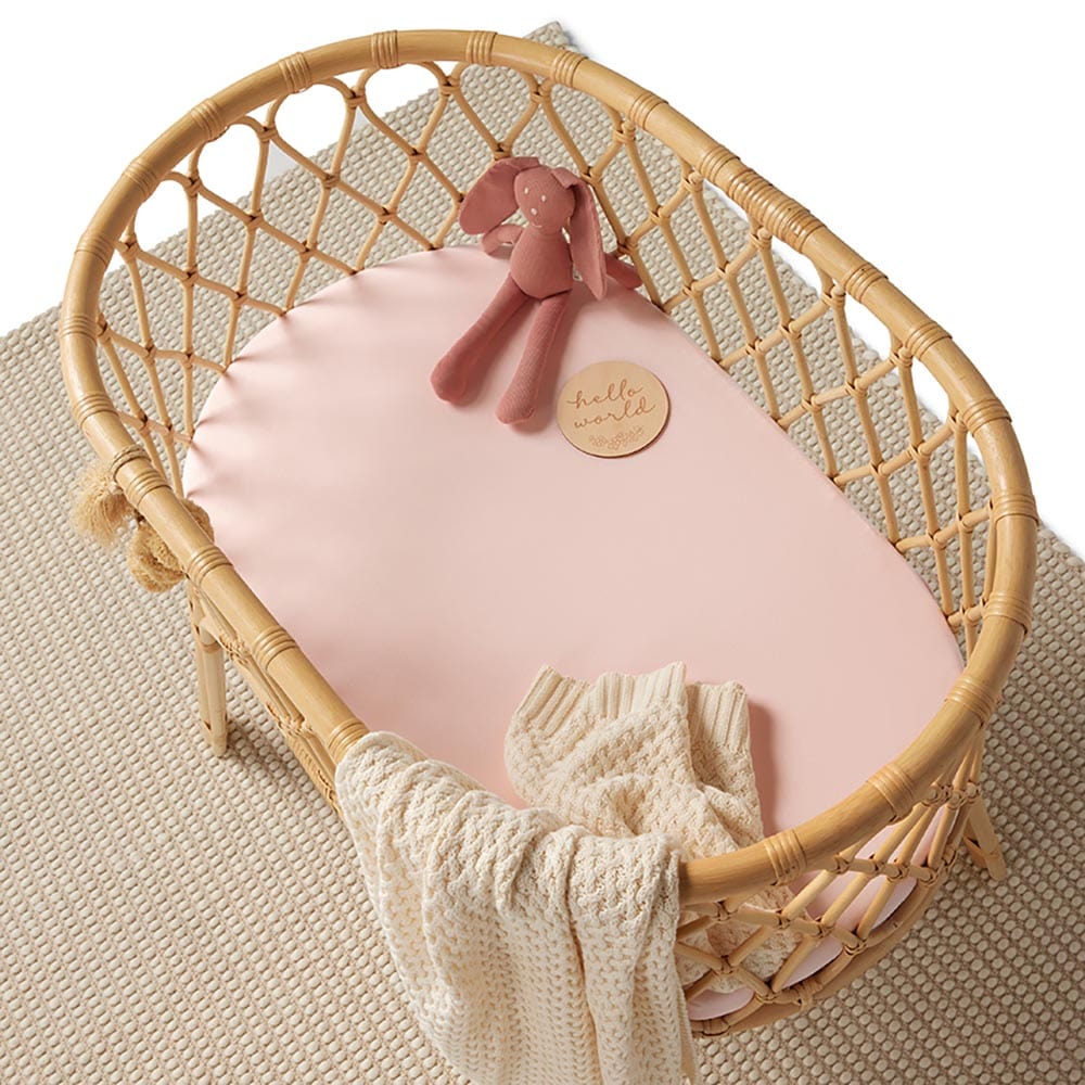 Snuggle Hunny Kids Linen Sheets Baby Pink Organic Bassinet Sheet / Change Pad Cover