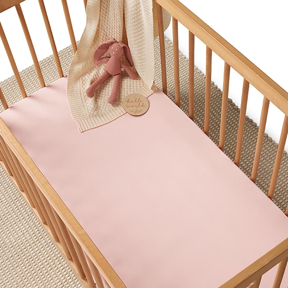 Snuggle Hunny Kids Linen Sheets Baby Pink Organic Fitted Cot Sheet