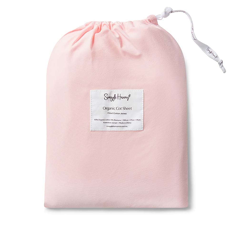 Snuggle Hunny Kids Linen Sheets Baby Pink Organic Fitted Cot Sheet