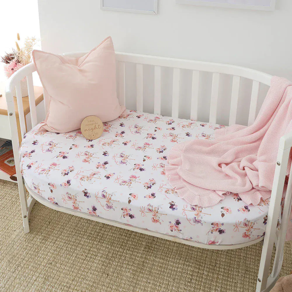 Snuggle Hunny Kids Linen Sheets Carousel Organic Fitted Cot Sheet