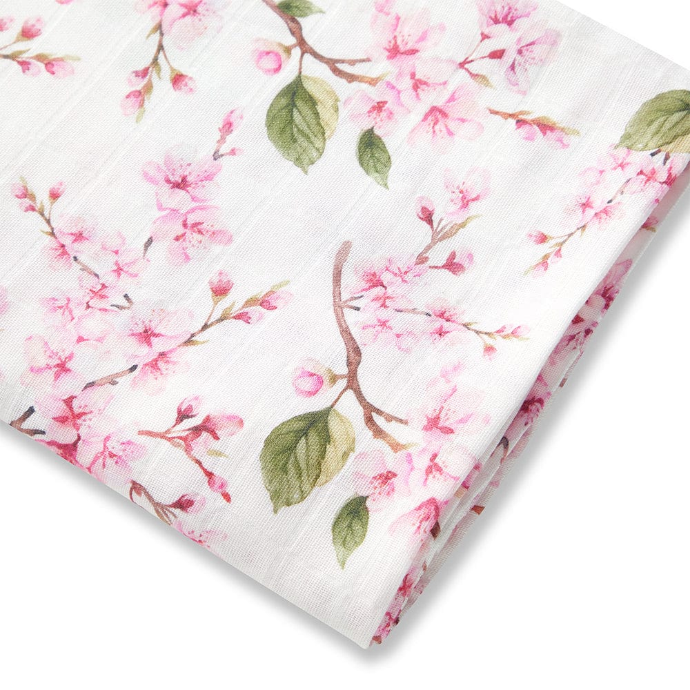 Snuggle Hunny Kids Linen Sheets Cherry Blossom Organic Muslin Wrap