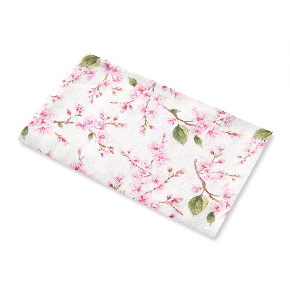 Snuggle Hunny Kids Linen Sheets Cherry Blossom Organic Muslin Wrap