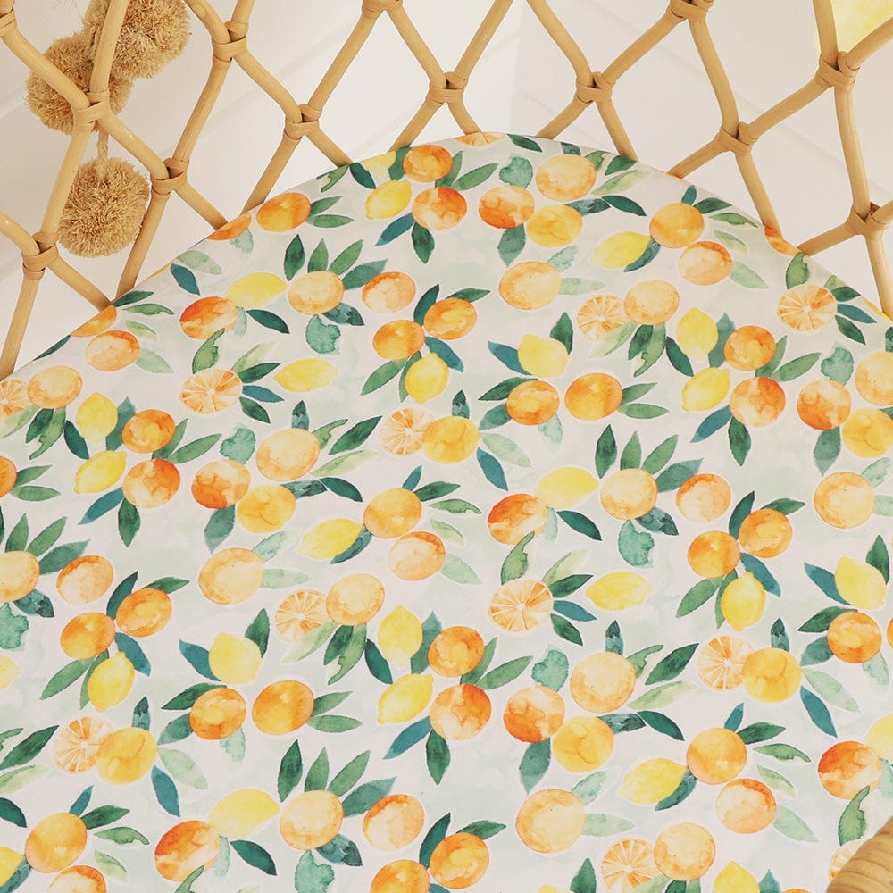 Snuggle Hunny Kids Linen Sheets Citrus Squeeze Organic Bassinet Sheet / Change Pad Cover