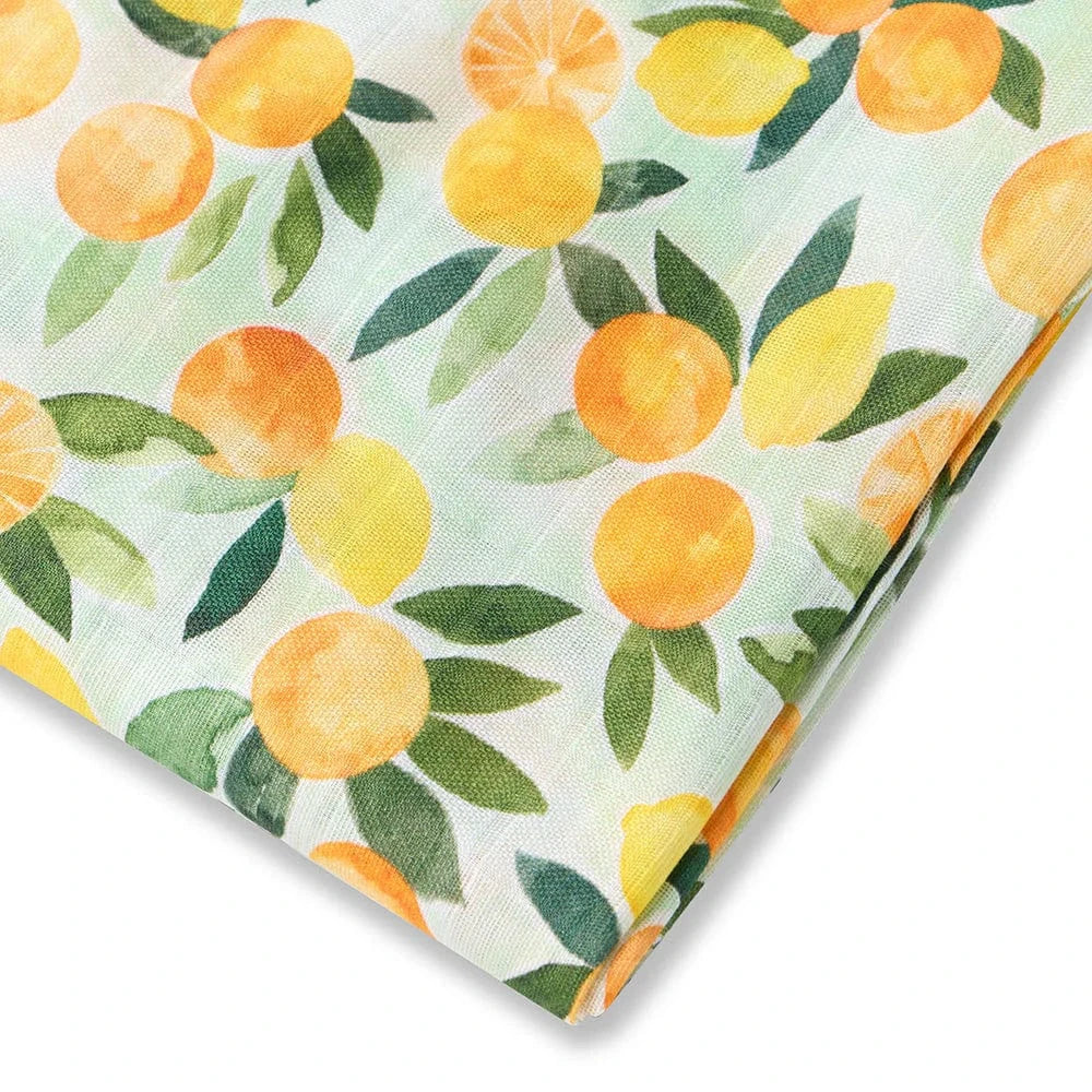 Snuggle Hunny Kids Linen Sheets Citrus Squeeze Organic Muslin Wrap