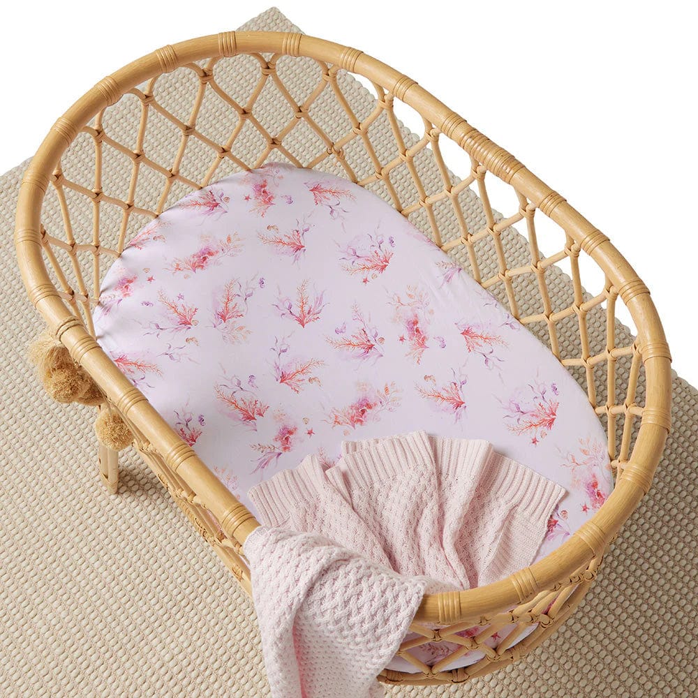 Snuggle Hunny Kids Linen Sheets Coral Organic Bassinet Sheet / Change Pad Cover