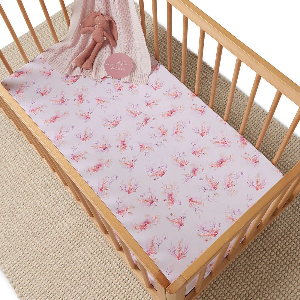 Snuggle Hunny Kids Linen Sheets Coral Organic Fitted Cot Sheet