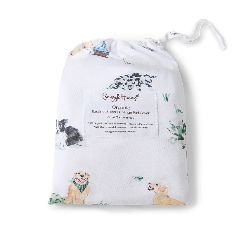 Snuggle Hunny Kids Linen Sheets Dog Park Organic Bassinet Sheet / Change Pad Cover