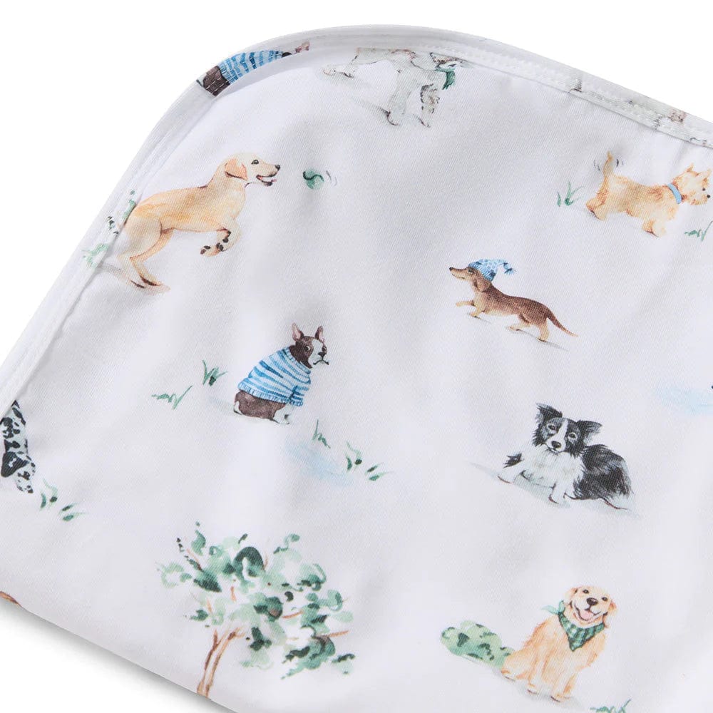 Snuggle Hunny Kids Linen Sheets Dog Park Organic Jersey Wrap & Beanie Set