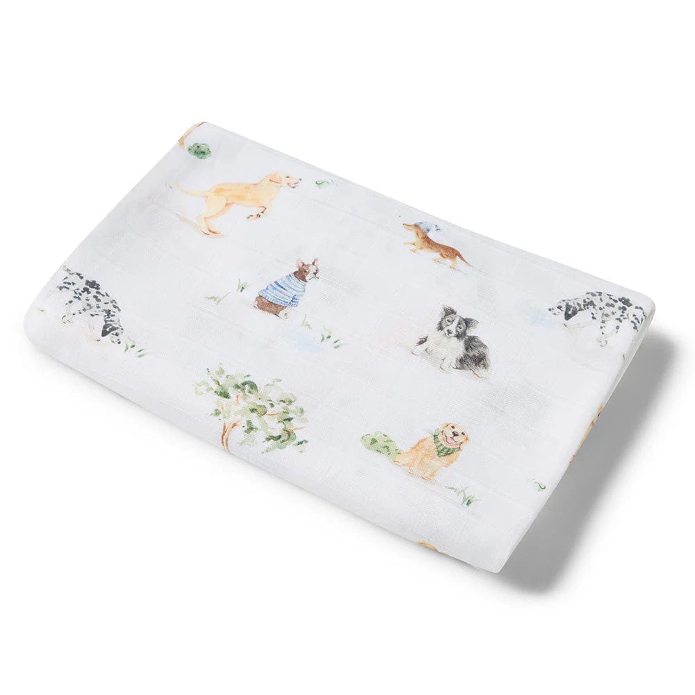 Snuggle Hunny Kids Linen Sheets Dog Park Organic Muslin Wrap