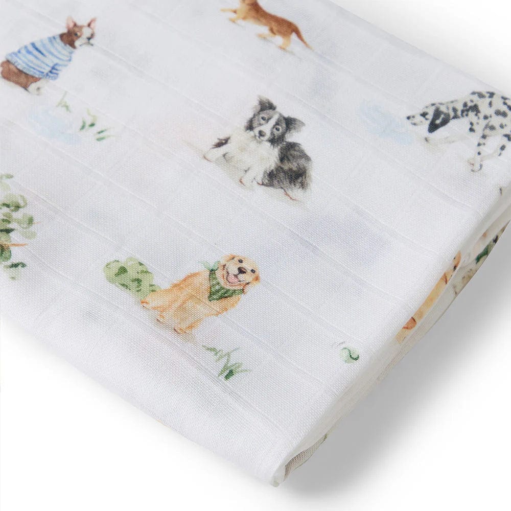 Snuggle Hunny Kids Linen Sheets Dog Park Organic Muslin Wrap