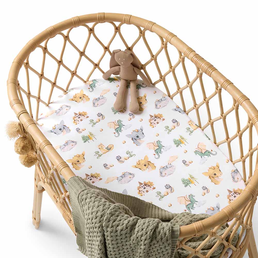 Snuggle Hunny Kids Linen Sheets Dragon Organic Bassinet Sheet / Change Pad Cover