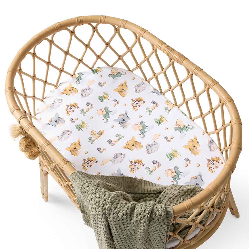 Snuggle Hunny Kids Linen Sheets Dragon Organic Bassinet Sheet / Change Pad Cover