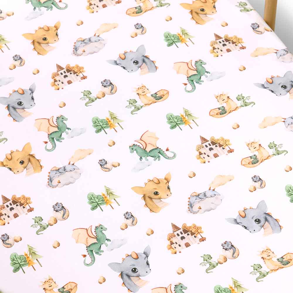 Snuggle Hunny Kids Linen Sheets Dragon Organic Fitted Cot Sheet