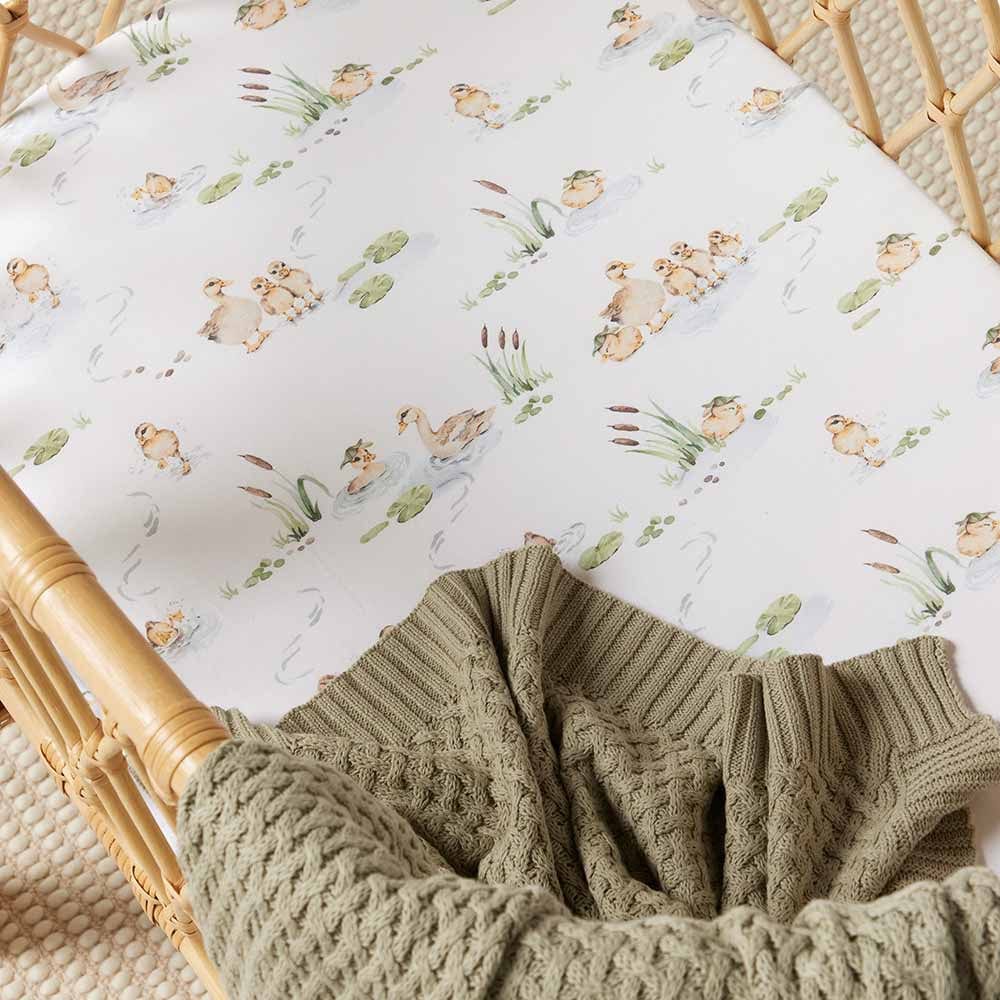 Snuggle Hunny Kids Linen Sheets Duck Pond Organic Bassinet Sheet / Change Pad Cover