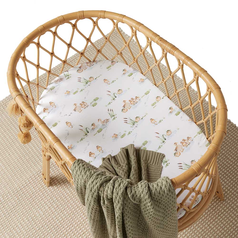 Snuggle Hunny Kids Linen Sheets Duck Pond Organic Bassinet Sheet / Change Pad Cover