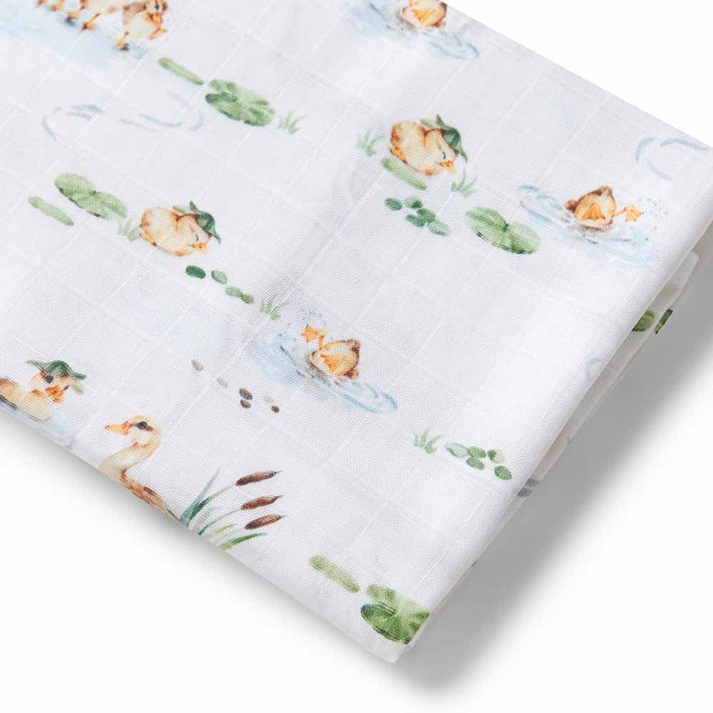 Snuggle Hunny Kids Linen Sheets Duck Pond Organic Muslin Wrap