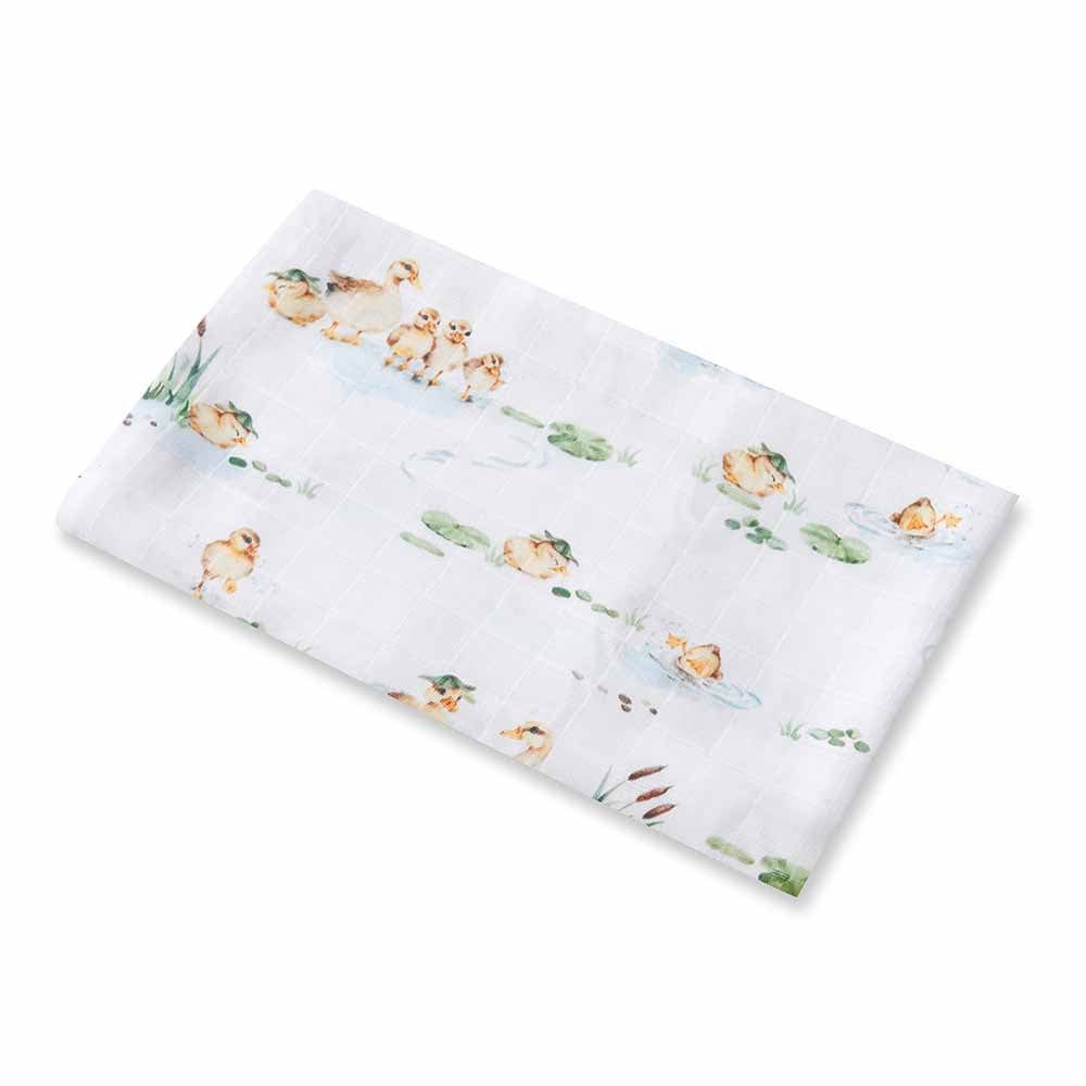 Snuggle Hunny Kids Linen Sheets Duck Pond Organic Muslin Wrap