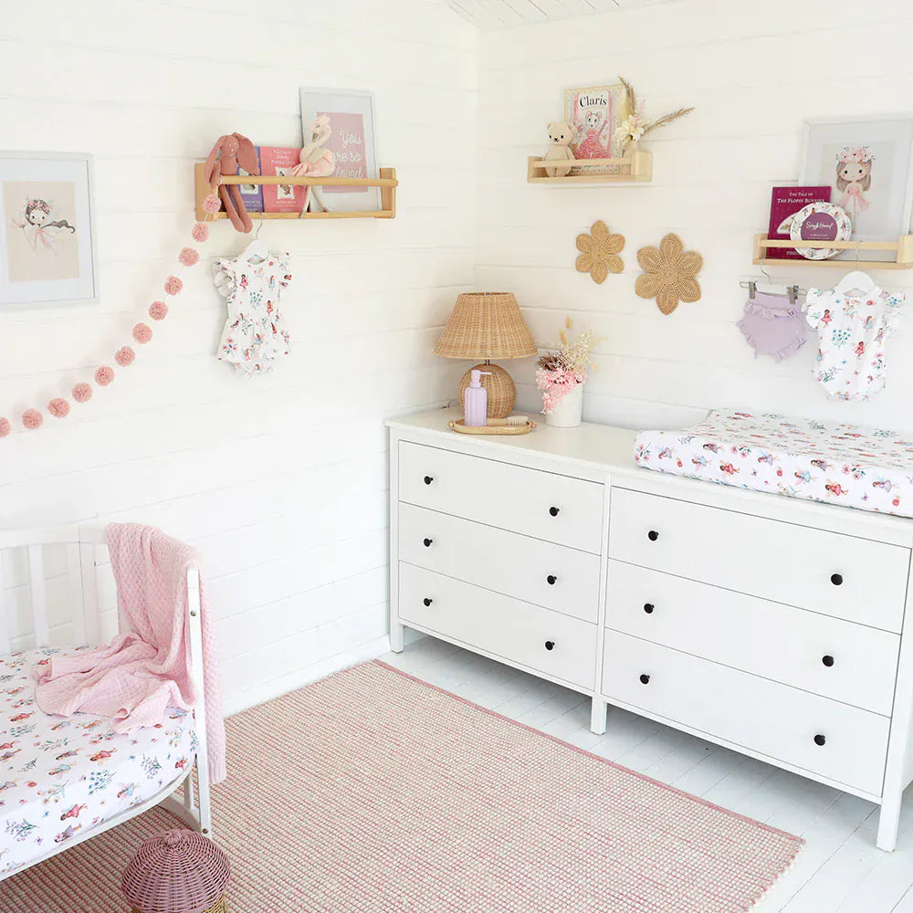 Snuggle Hunny Kids Linen Sheets Fairy Garden Organic Fitted Cot Sheet