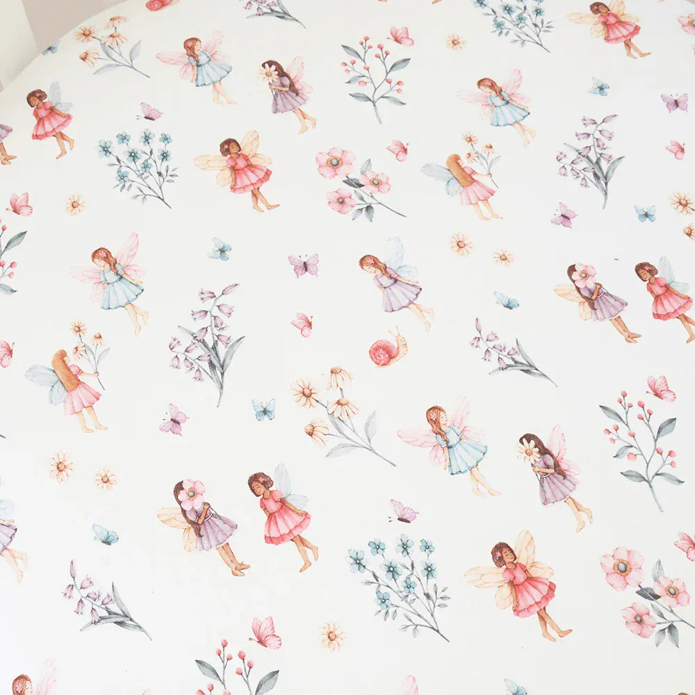 Snuggle Hunny Kids Linen Sheets Fairy Garden Organic Fitted Cot Sheet