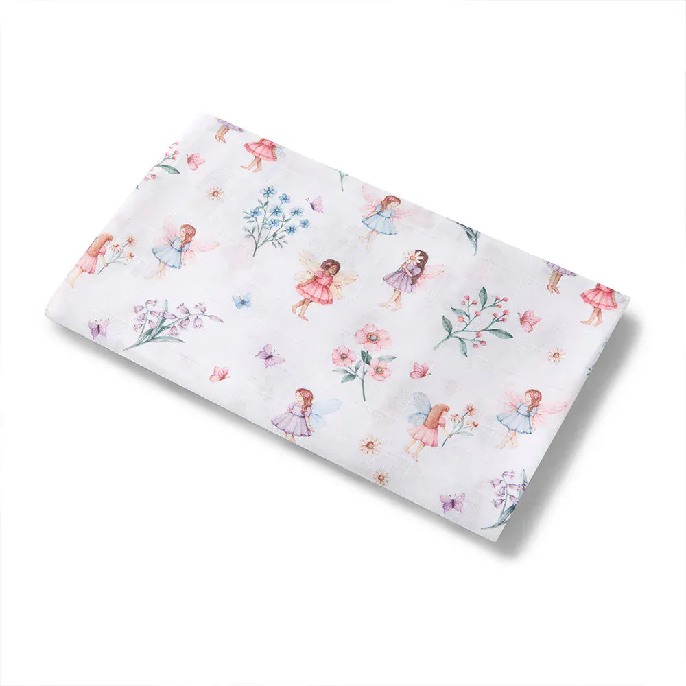 Snuggle Hunny Kids Linen Sheets Fairy Garden Organic Muslin Wrap