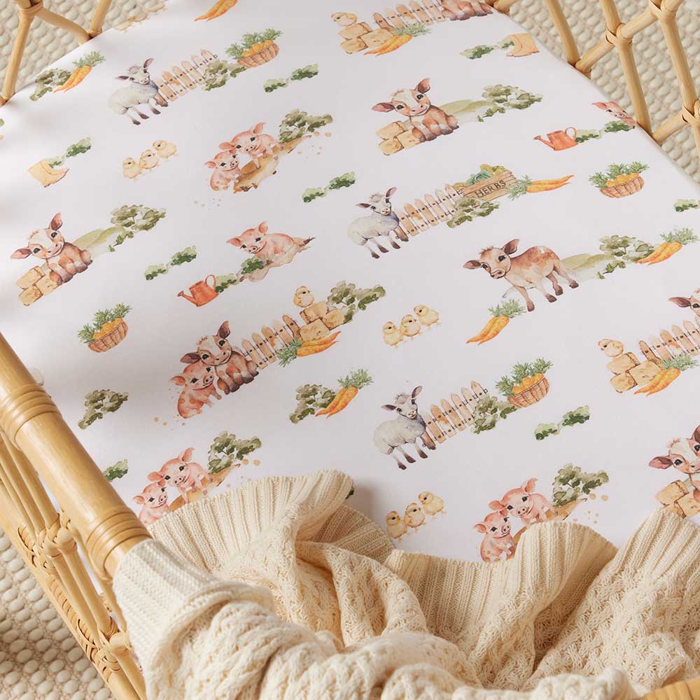 Snuggle Hunny Kids Linen Sheets Farm Organic Bassinet Sheet / Change Pad Cover