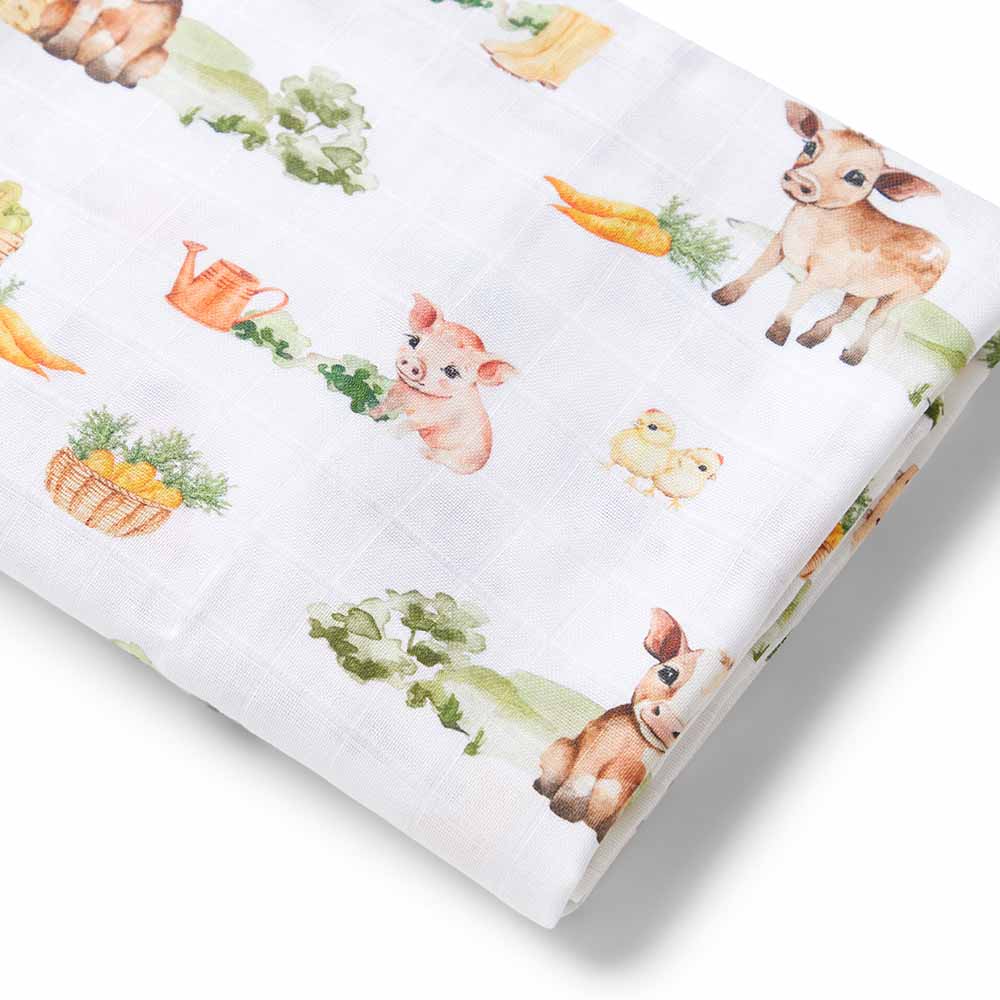 Snuggle Hunny Kids Linen Sheets Farm Organic Muslin Wrap