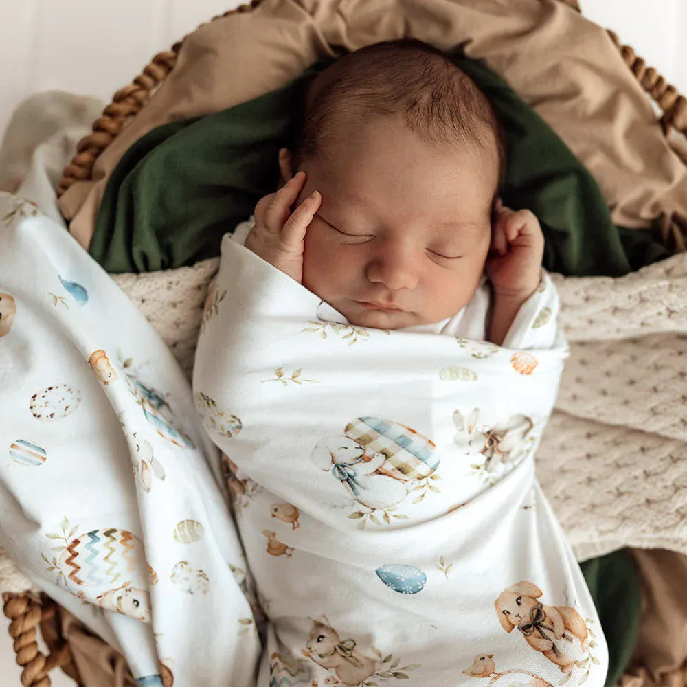 Snuggle Hunny Kids Linen Sheets Flopsy Bunnies Organic Jersey Wrap & Beanie Set