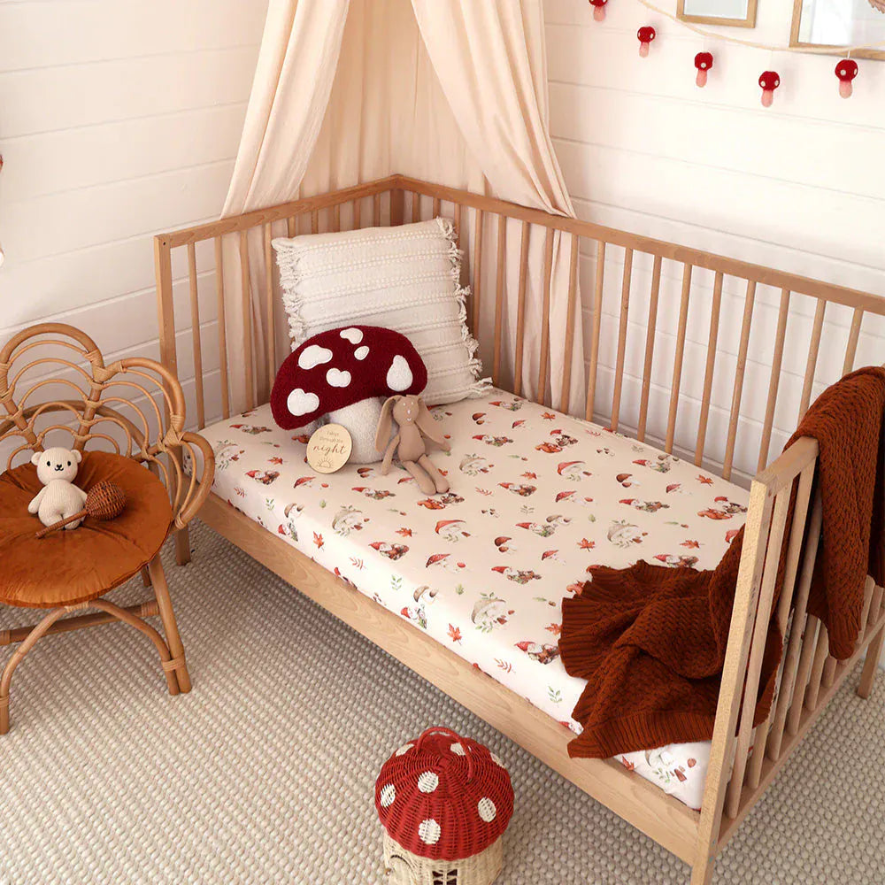 Snuggle Hunny Kids Linen Sheets Gnomes Organic Fitted Cot Sheet