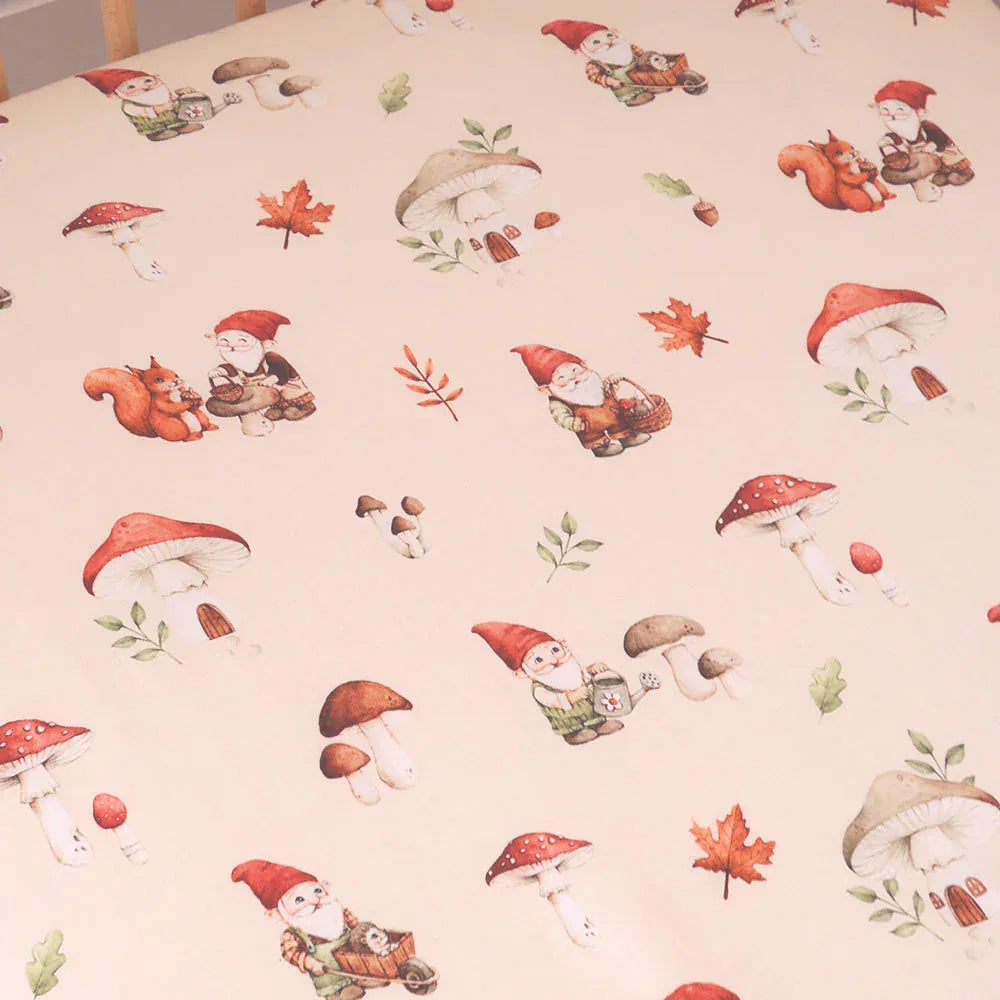 Snuggle Hunny Kids Linen Sheets Gnomes Organic Fitted Cot Sheet