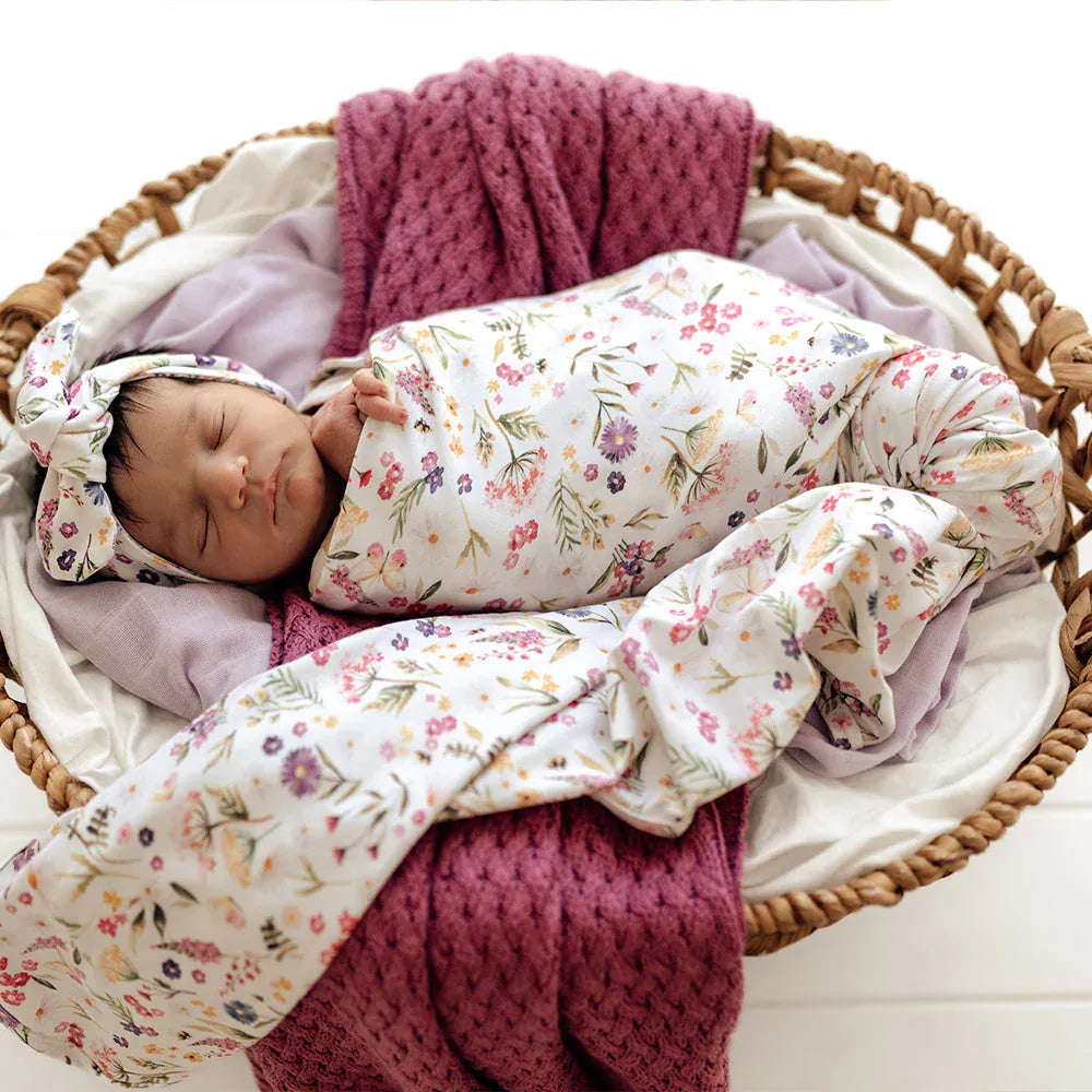 Snuggle Hunny Kids Linen Sheets Gracie Organic Jersey Wrap & Topknot Set