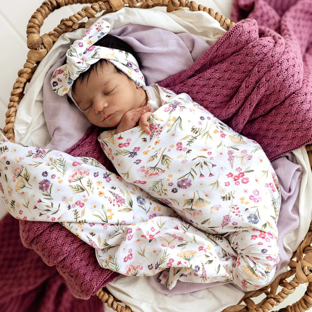 Snuggle Hunny Kids Linen Sheets Gracie Organic Jersey Wrap & Topknot Set