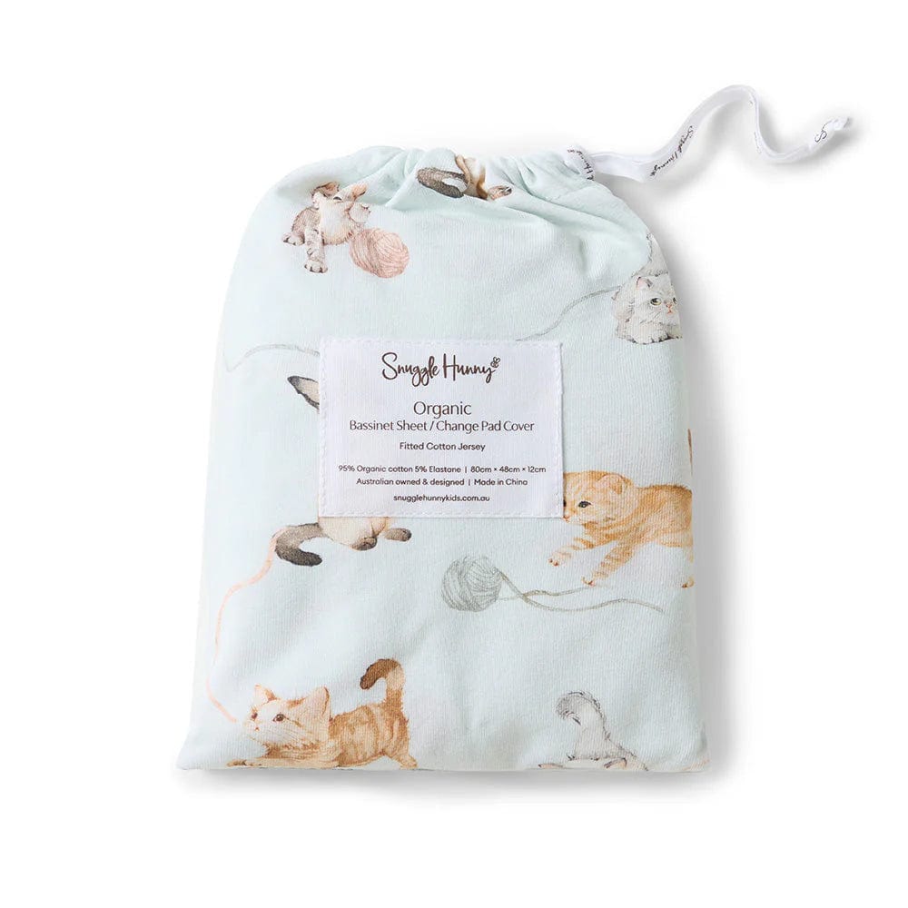 Snuggle Hunny Kids Linen Sheets Kittens Organic Bassinet Sheet / Change Pad Cover