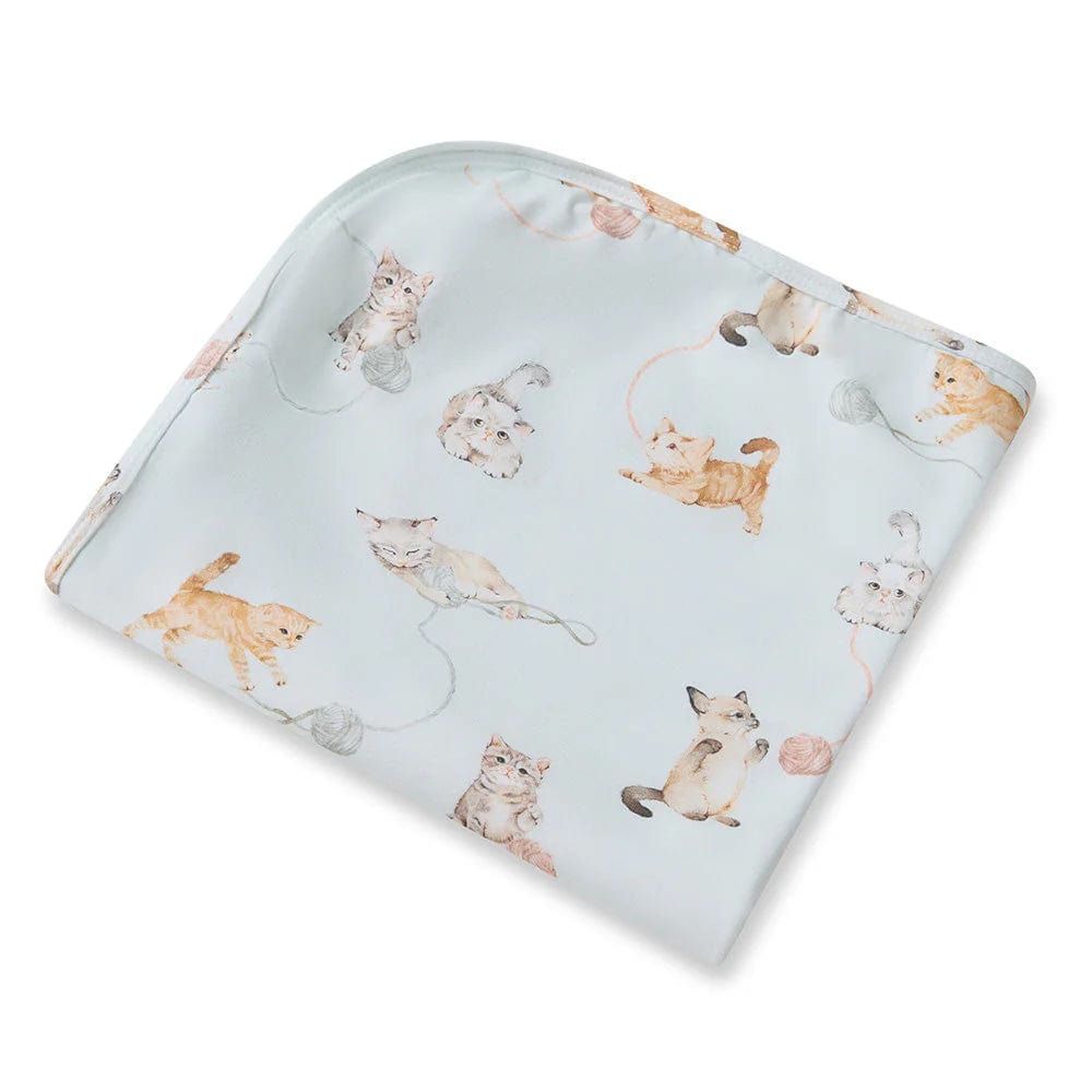 Snuggle Hunny Kids Linen Sheets Kittens Organic Jersey Wrap & Beanie Set