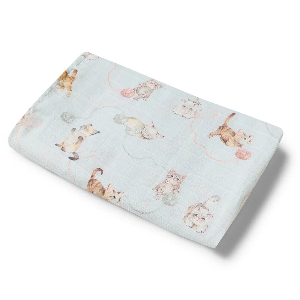 Snuggle Hunny Kids Linen Sheets Kittens Organic Muslin Wrap