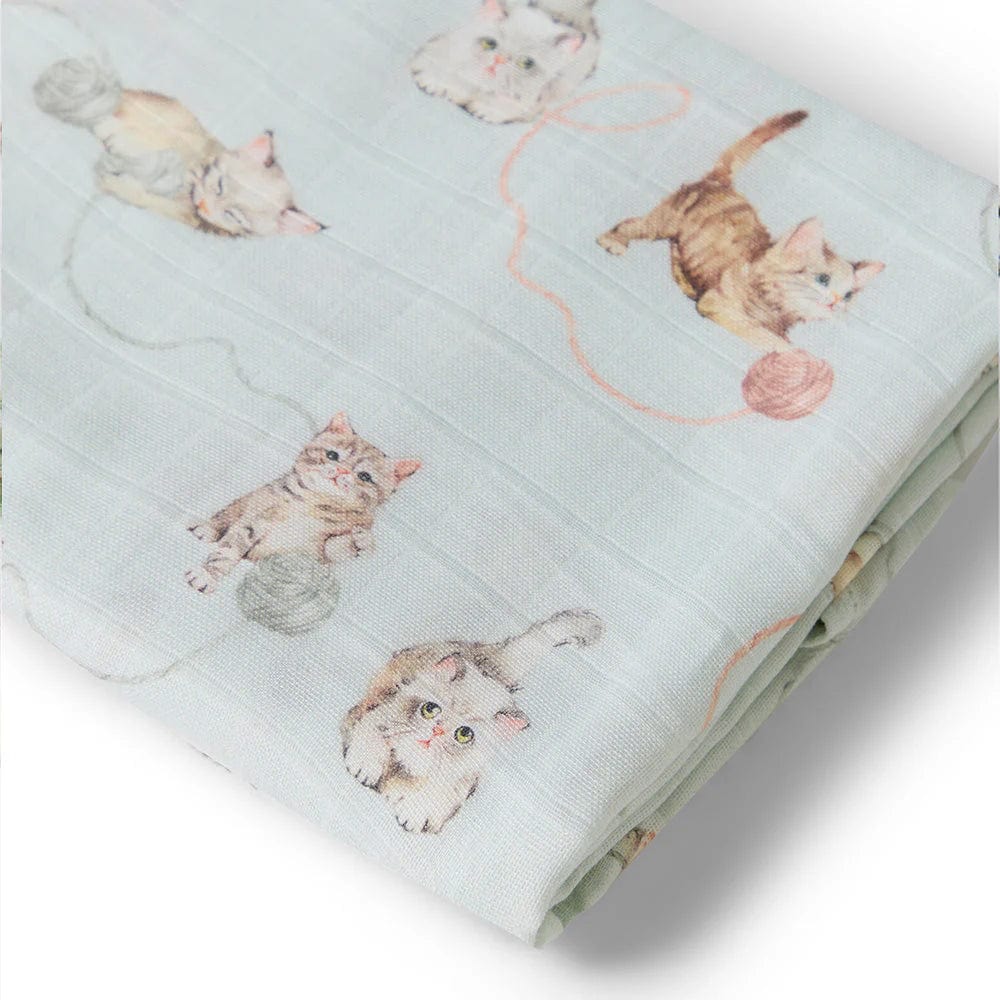 Snuggle Hunny Kids Linen Sheets Kittens Organic Muslin Wrap