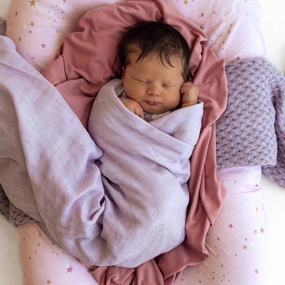 Snuggle Hunny Kids Linen Sheets Lavender Organic Muslin Wrap