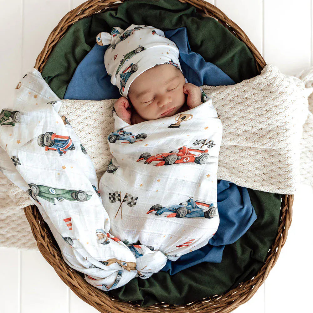 Snuggle Hunny Kids Linen Sheets Little Racers Organic Muslin Wrap