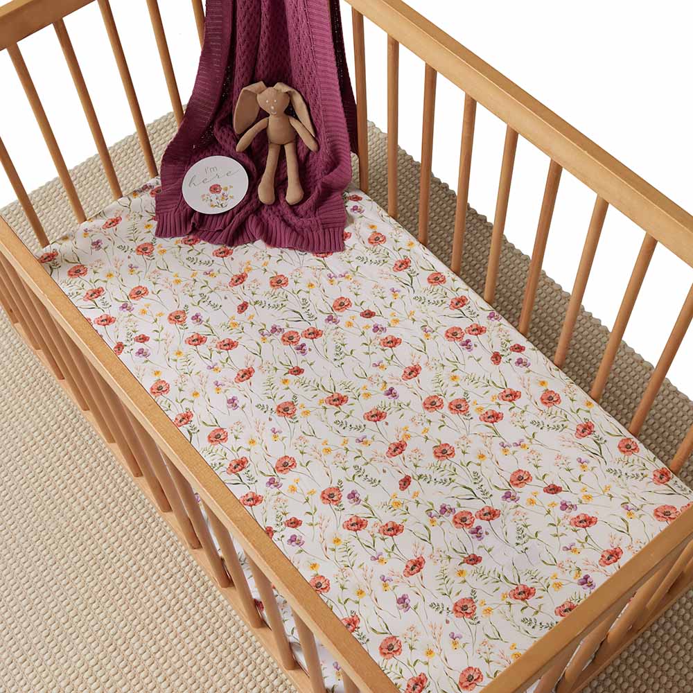 Snuggle Hunny Kids Linen Sheets Meadow Organic Fitted Cot Sheet