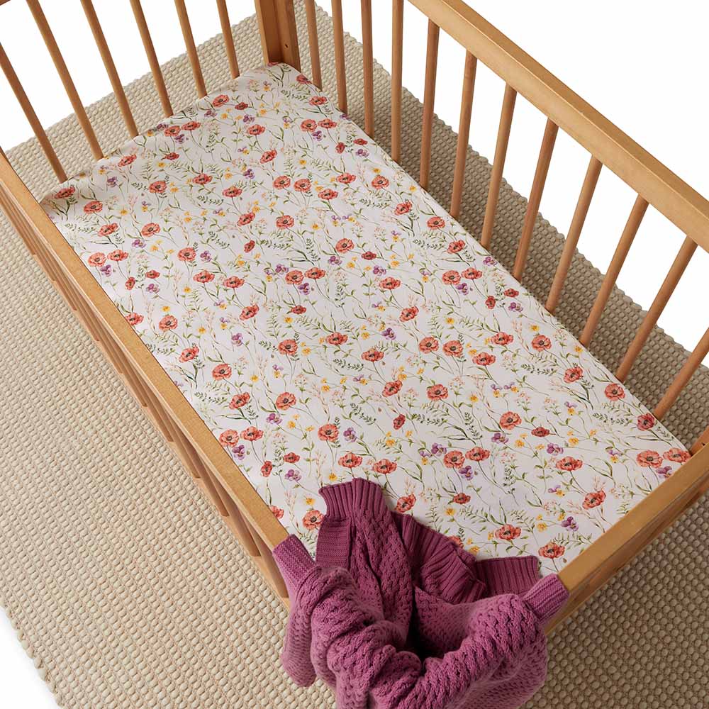 Snuggle Hunny Kids Linen Sheets Meadow Organic Fitted Cot Sheet