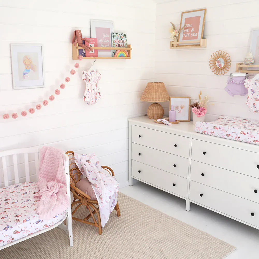 Snuggle Hunny Kids Linen Sheets Mermaid Organic Fitted Cot Sheet