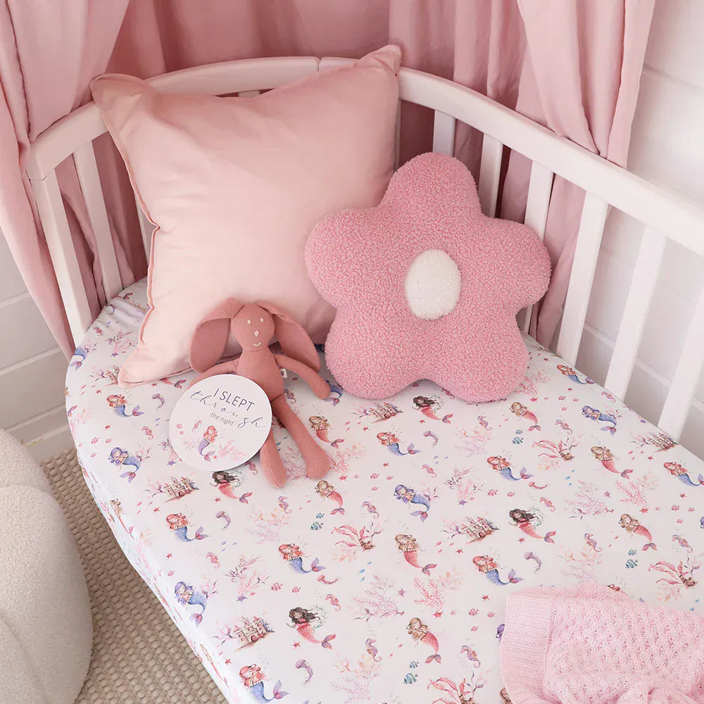 Snuggle Hunny Kids Linen Sheets Mermaid Organic Fitted Cot Sheet