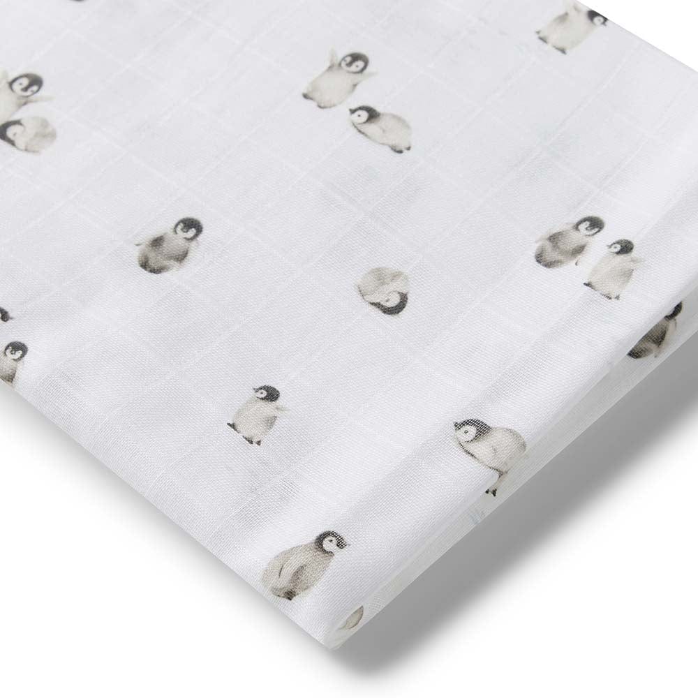 Snuggle Hunny Kids Linen Sheets Penguin Organic Muslin Wrap