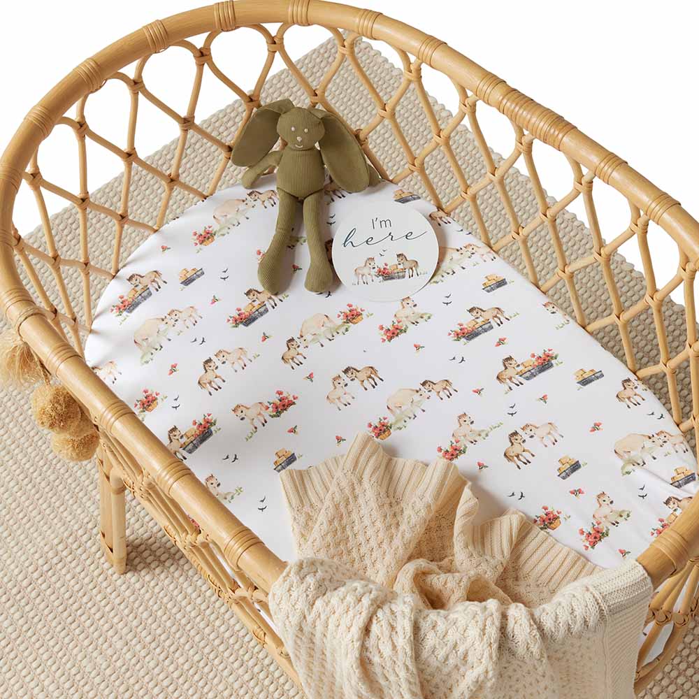Snuggle Hunny Kids Linen Sheets Pony Pals Organic Bassinet Sheet / Change Pad Cover