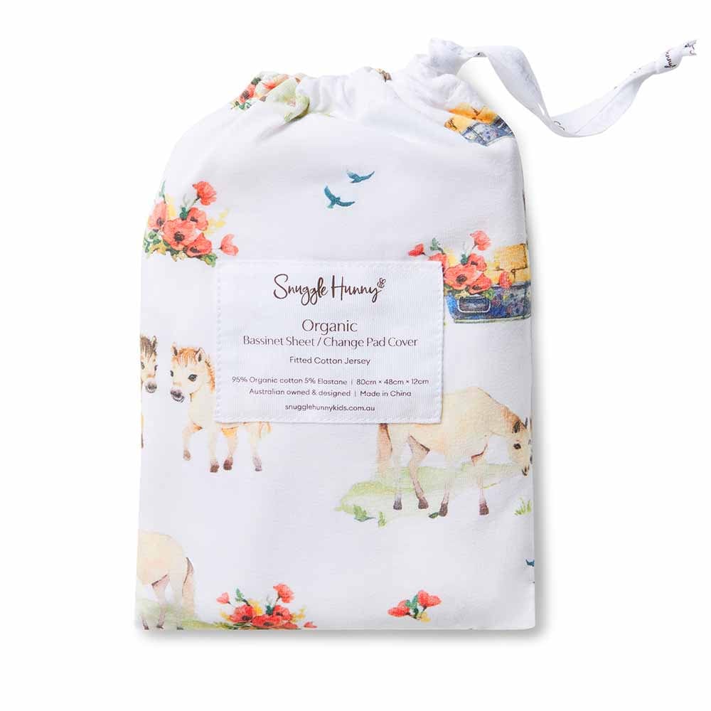 Snuggle Hunny Kids Linen Sheets Pony Pals Organic Bassinet Sheet / Change Pad Cover