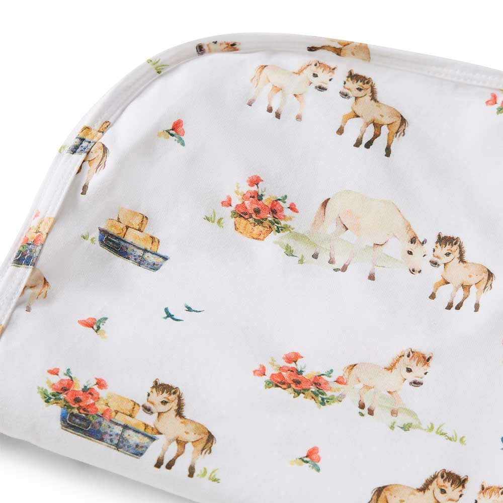 Snuggle Hunny Kids Linen Sheets Pony Pals Organic Jersey Wrap & Topknot Set