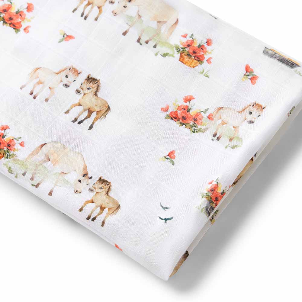 Snuggle Hunny Kids Linen Sheets Pony Pals Organic Muslin Wrap